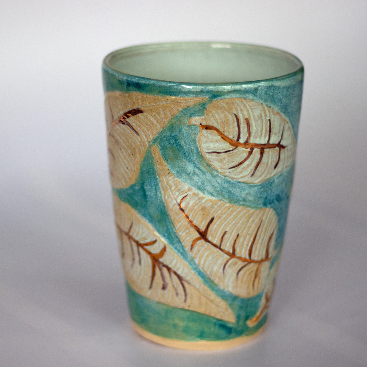 Leaf Vase with Gold Accent
