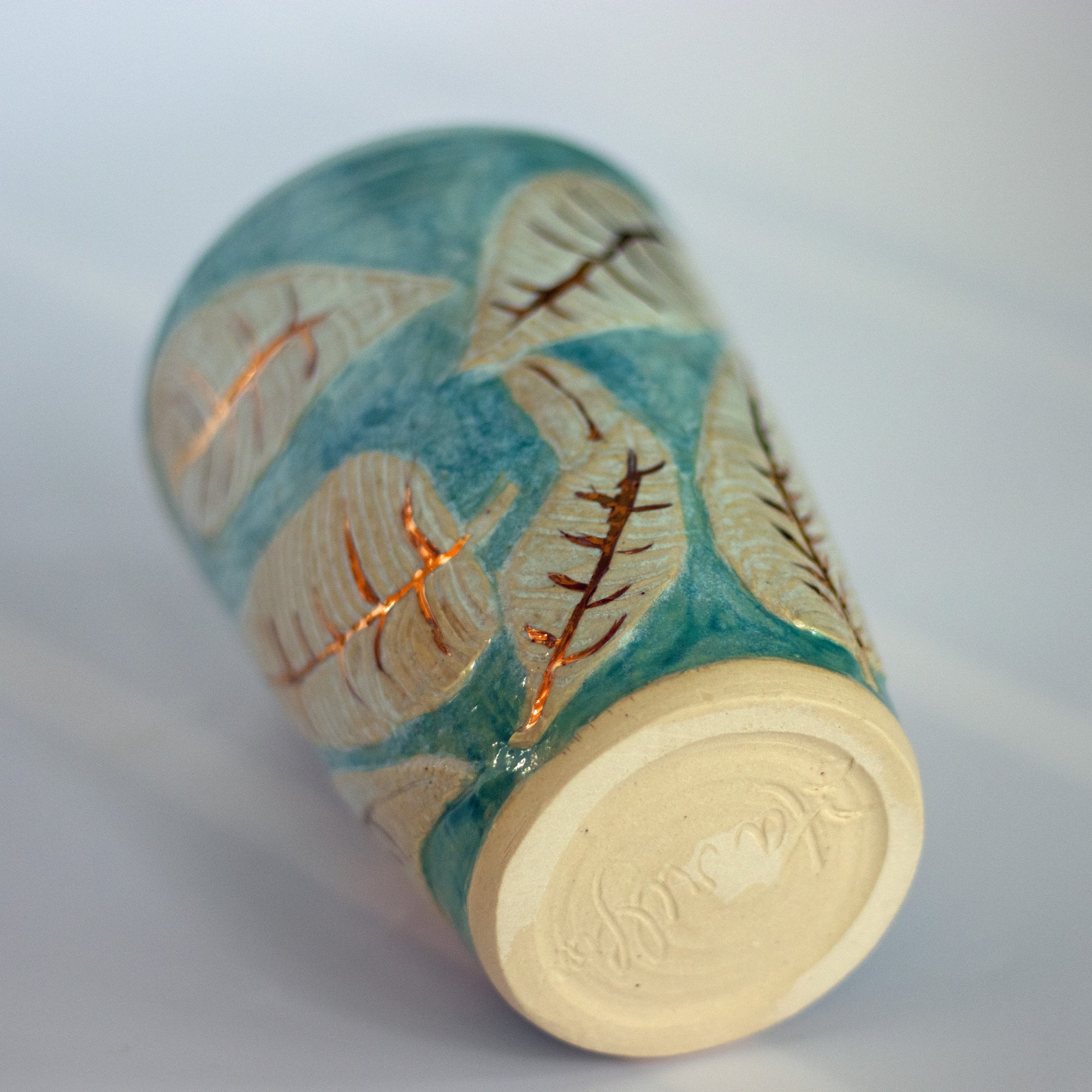 Leaf Vase with Gold Accent