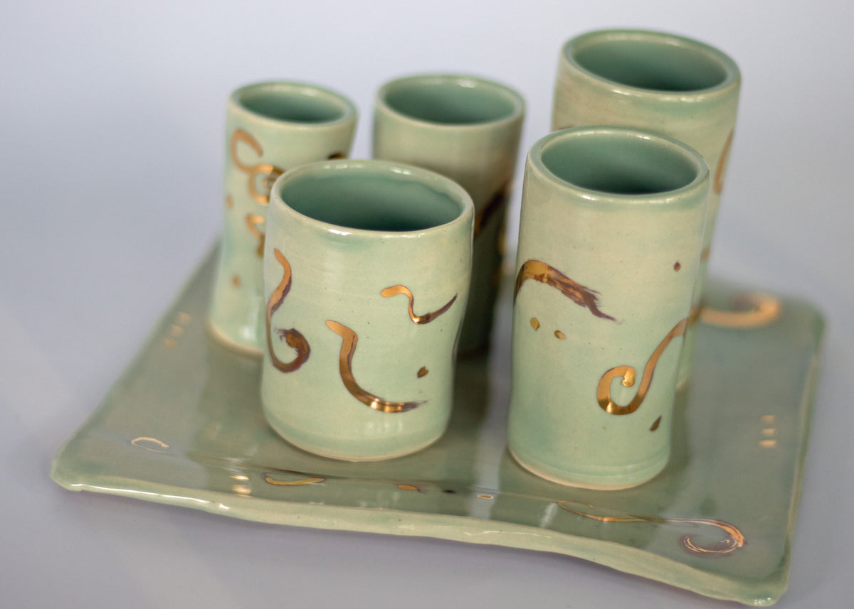 Gold Squiggle Vase Set