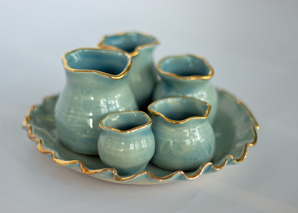 Small Things Gold Trim Vase Set